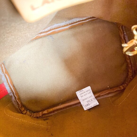 LAncel France Red Nylon Vachetta Leather Trim Drawstring Bucket Bag - Picture 8 of 9